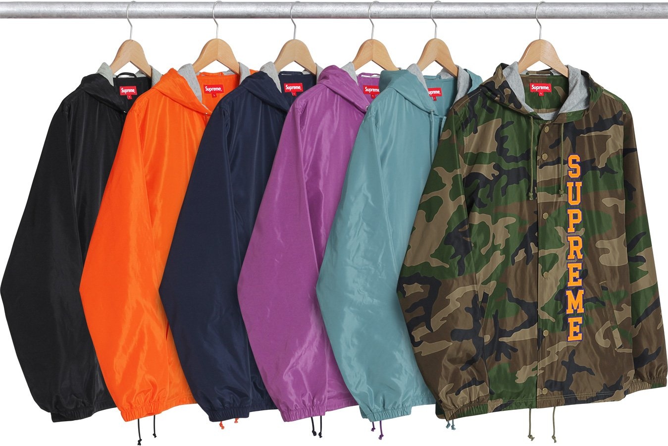 Vertical Logo Hooded Coaches Jacket